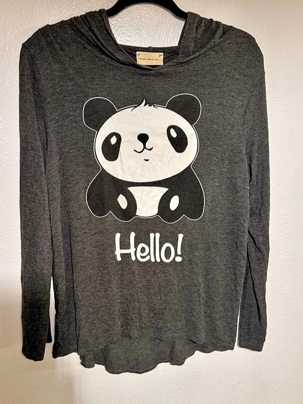 enough about me. Panda Hello Goodbye Graphic Hoodie Long Sleeve Shirt. Panda